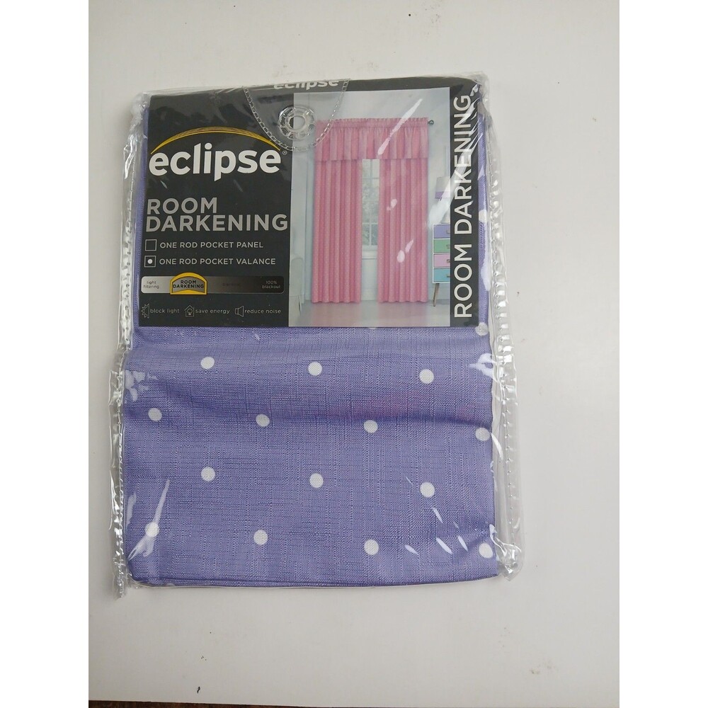 NEW Eclipse Blackout 42 x 18 Tab Top single curtain panel 'Dot Purple' #CT21